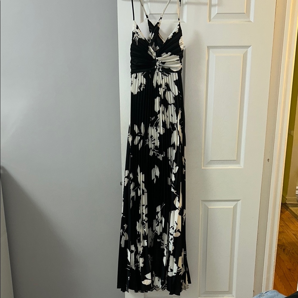 Elegant Black and White Floral Dress